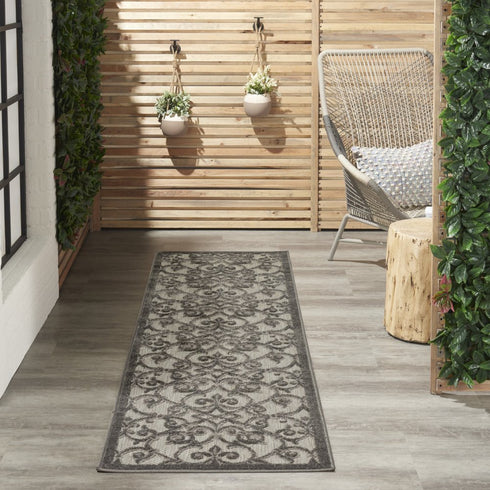 Gray and Charcoal Indoor Outdoor Runner Rug